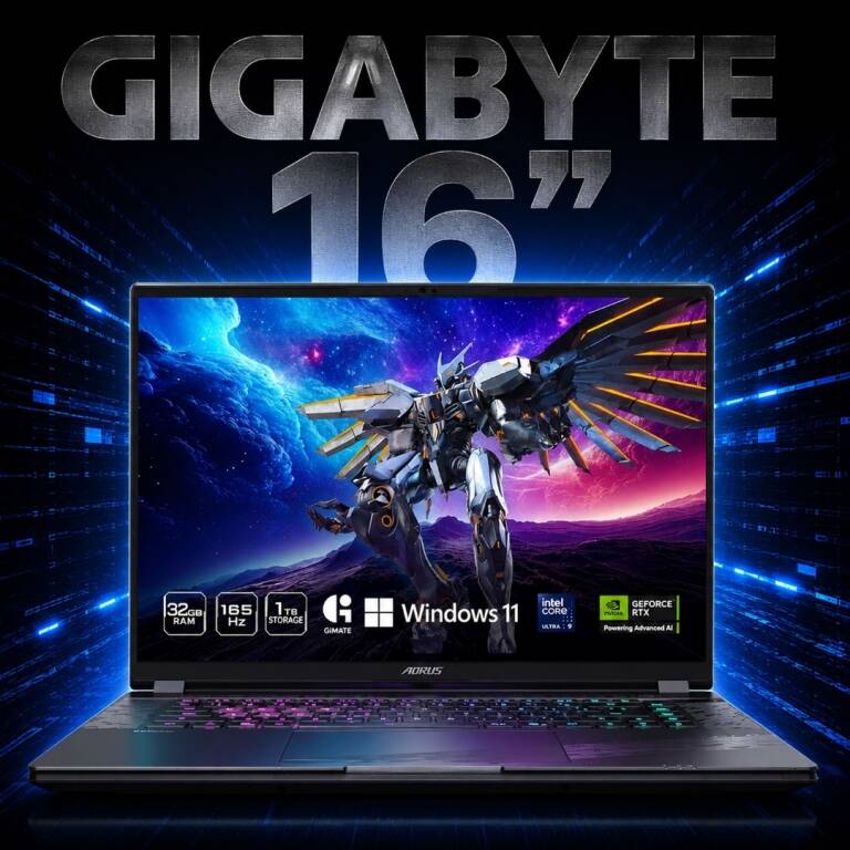 Notebook Gamer GIGABYTE Aorus Elite 16 Intel Core Ultra 9 275Hx - RTX�5070 8Gb - 32Gb - 1Tb - Pantalla 16 165Hz -
