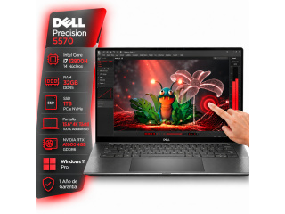 Notebook DELL Precision 5570 Intel Core i7 12800H - Rtx A1000 4Gb - 32Gb - 1Tb - Pantalla 15.6 4k Tactil - W11 Pro