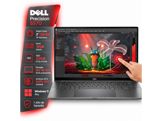 Notebook DELL Precision 5570 Intel Core i7 12800H - Rtx A1000 4Gb - 16Gb - 512Gb - Pantalla 15.6 4k Tactil - W11 Pro