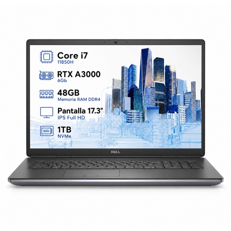Notebook DELL Precision 7760 Intel Core I7 11850H - RTX A3000 6G - 48Gb - 1Tb - Pantalla 17.3 FHD IPS - Windows 11 Pro