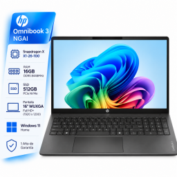 Notebook HP Omnibook 3 NGAI 16-BZ0010WM Snapdragon X X1-26-100 - 16Gb - 512Gb - Pantalla 16" WUXGA  Windows 11
