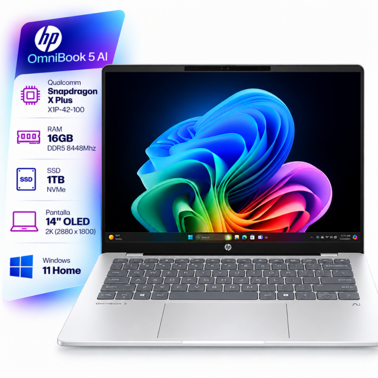 Notebook HP OmniBook 5 AI�Snapdragon X Plus X1P-42-100 - 16Gb - 1Tb - Pantalla 14 OLED - Windows 11