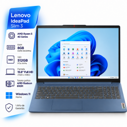 Notebook LENOVO IdeaPad Slim 3 15AMN8 AMD Ryzen 5 40 - 8GB -  512Gb - Pantalla 15.6" Full HD - Windows 11