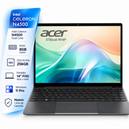 Notebook ACER ETBook M14P Intel N4500 - 8Gb - 256Gb - Pantalla 14" Full HD - Windows 11 Pro