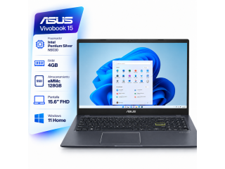 Notebook ASUS L510 Intel Pentium Silver N5030 - 4Gb - 128Gb - Pantalla IPS 15.6 Full HD - W11 Home
