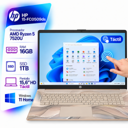 Notebook HP 15-FC0509DS AMD Ryzen 5 7520U - 16Gb - 1Tb - Pantalla 15.6" HD T�ctil - Windows 11