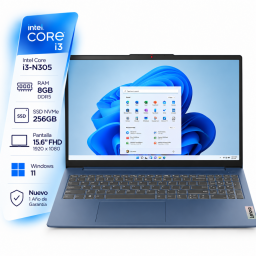 Notebook LENOVO IdeaPad Slim 3 Itel Core i3 N305 - 8Gb - 256Gb - Pantalla 15.6" Full HD - Windows 11